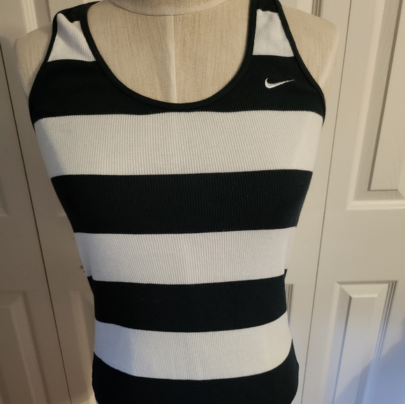 Nike | Tops | Nike Ribbed Tank Medium Navywhite | Poshmark